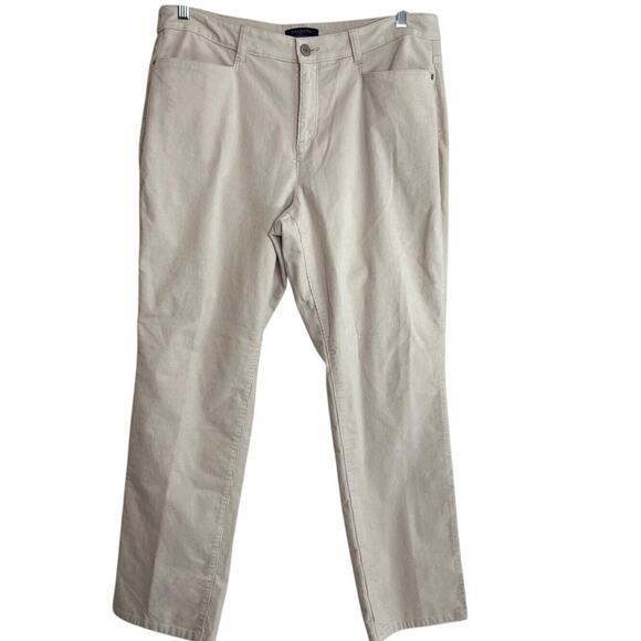Talbots Womens Corduroy Pants Size 16W Off White Simply Flattering 5-Pocket - Picture 1 of 6